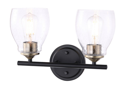 Winsley Two Light Wall Sconce in Coal w/Stained Brass