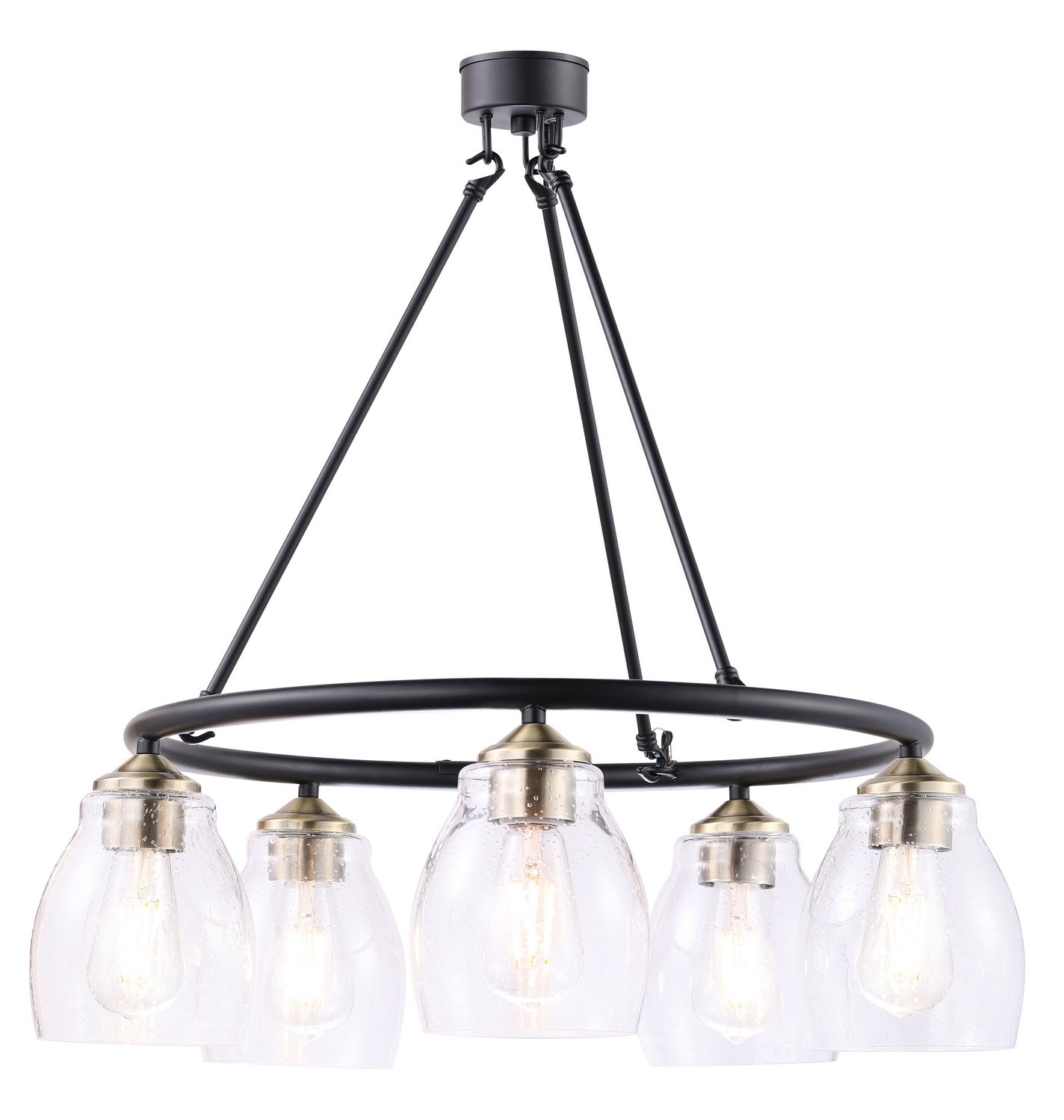 Winsley Five Light Chandelier in Coal w/Stained Brass