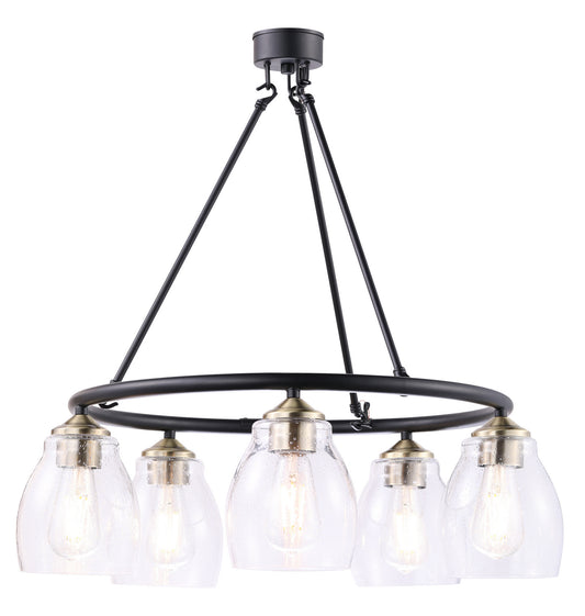Winsley Five Light Chandelier in Coal w/Stained Brass