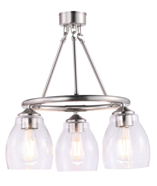Winsley Three Light Chandelier in Brushed Nickel