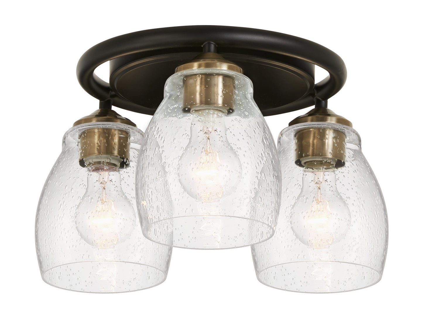 Winsley Three Light Semi Flush Mount in Coal And Stained Brass