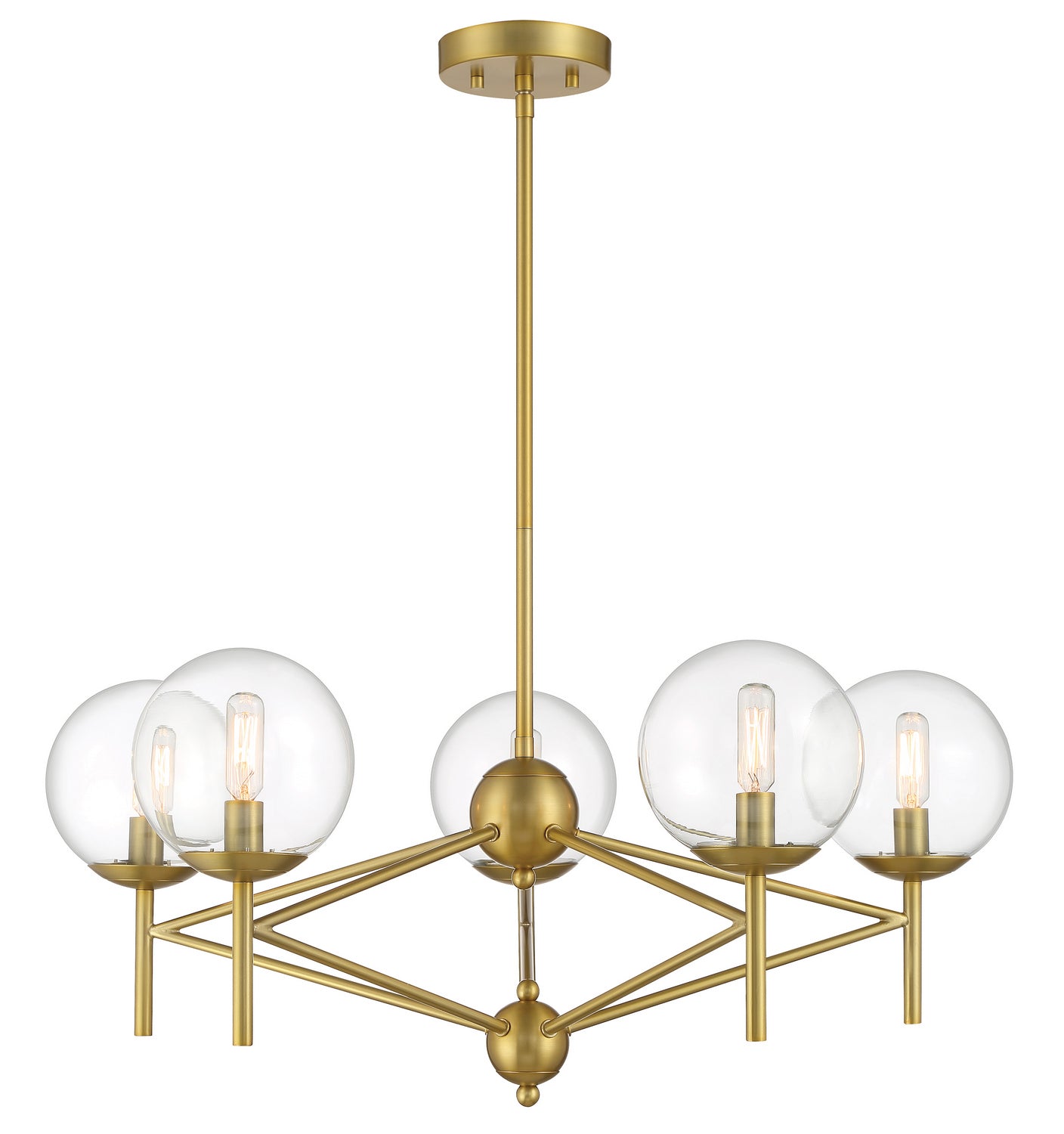 Auresa Five Light Pendant in Soft Brass