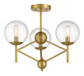 Auresa Three Light Semi Flush Mount in Soft Brass