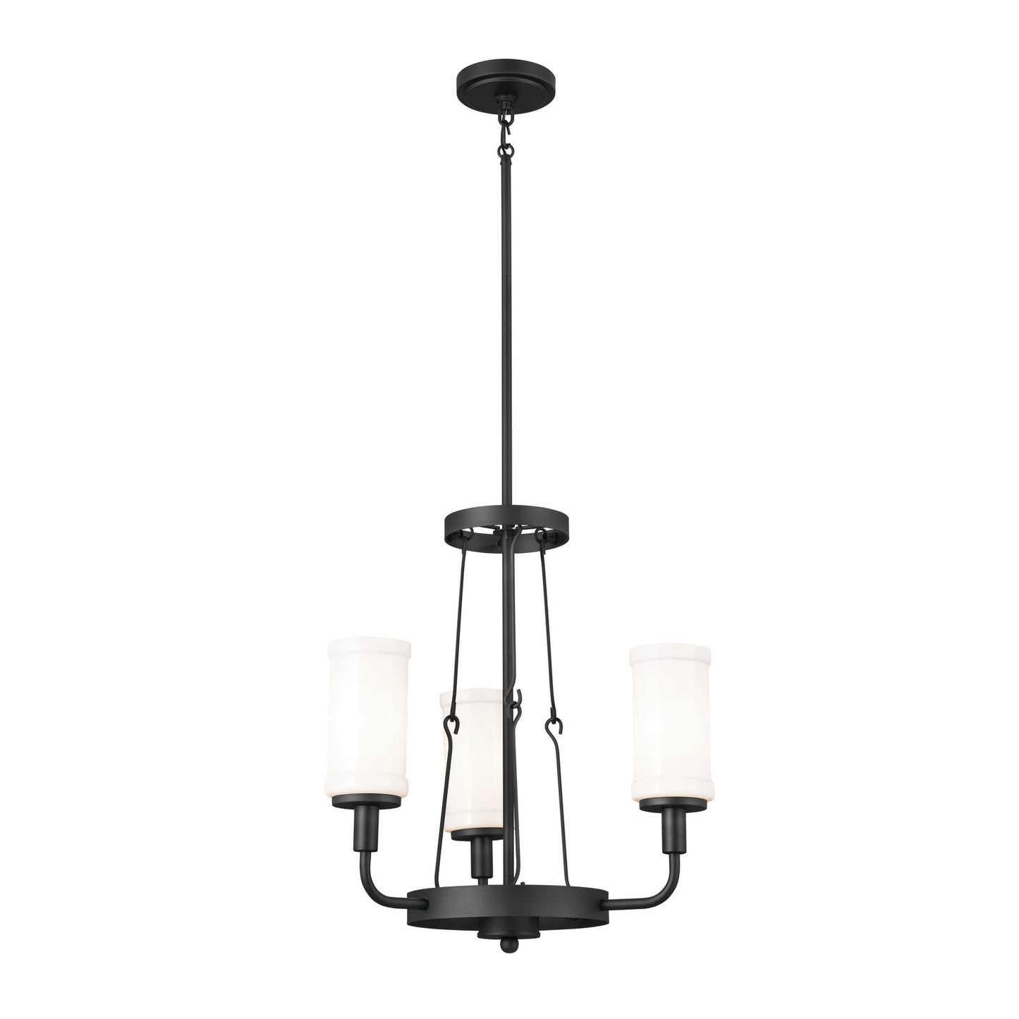 Vetivene Three Light Mini Chandelier in Textured Black