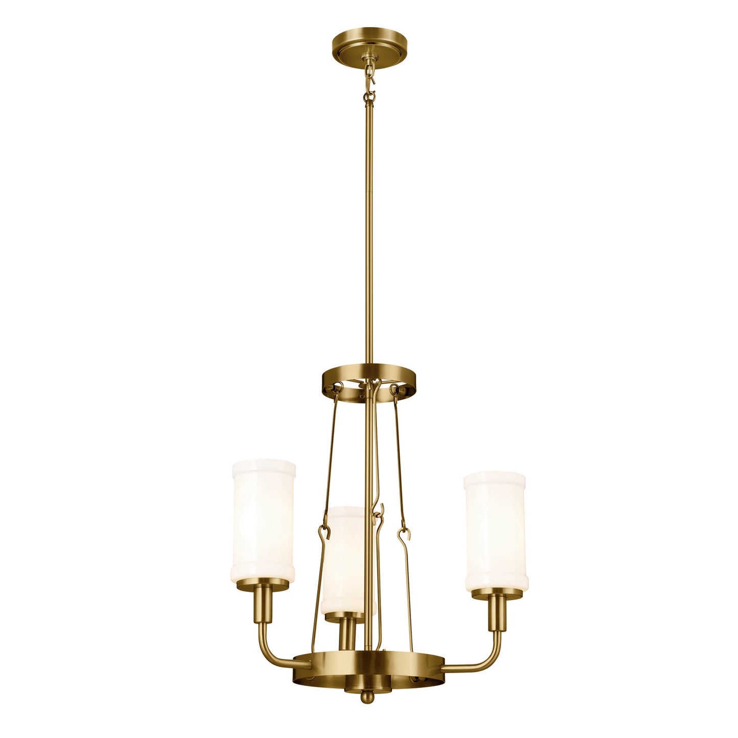Vetivene Three Light Mini Chandelier in Natural Brass