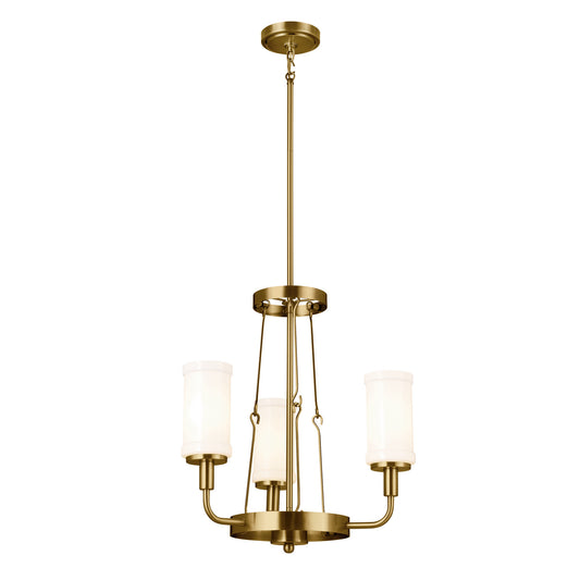 Vetivene Three Light Mini Chandelier in Natural Brass