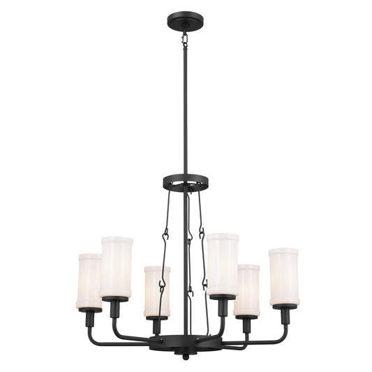 Vetivene Six Light Chandelier in Textured Black