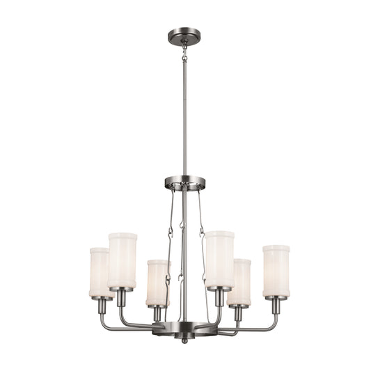 Vetivene Six Light Chandelier in Classic Pewter