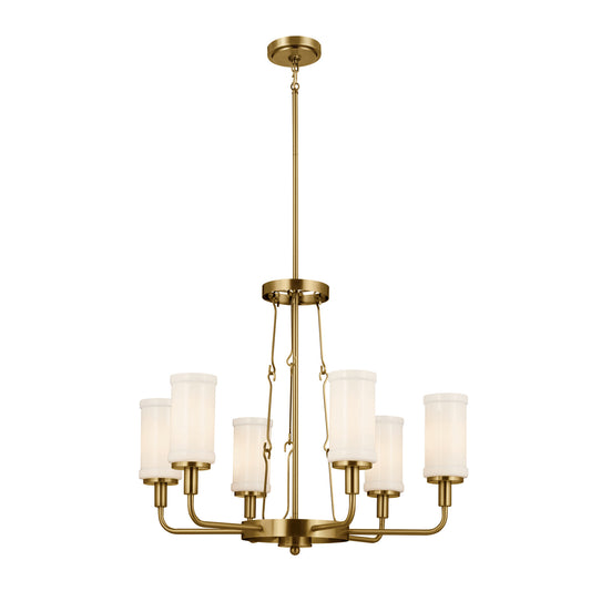 Vetivene Six Light Chandelier in Natural Brass