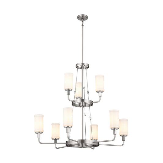 Vetivene Nine Light Chandelier in Classic Pewter