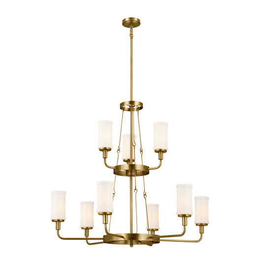 Vetivene Nine Light Chandelier in Natural Brass