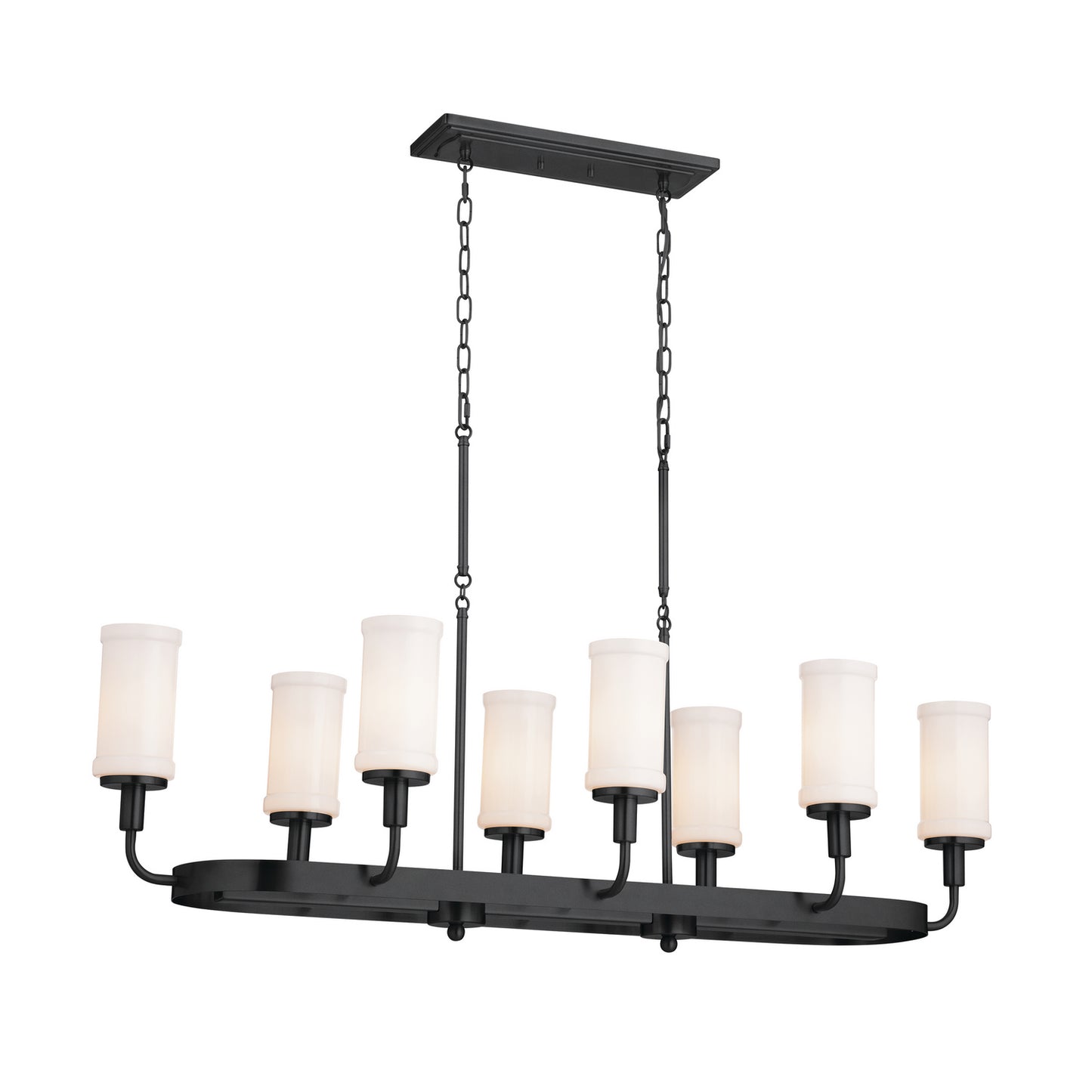 Vetivene Eight Light Linear Chandelier in Textured Black