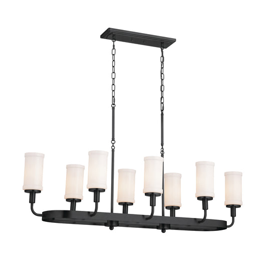 Vetivene Eight Light Linear Chandelier in Textured Black
