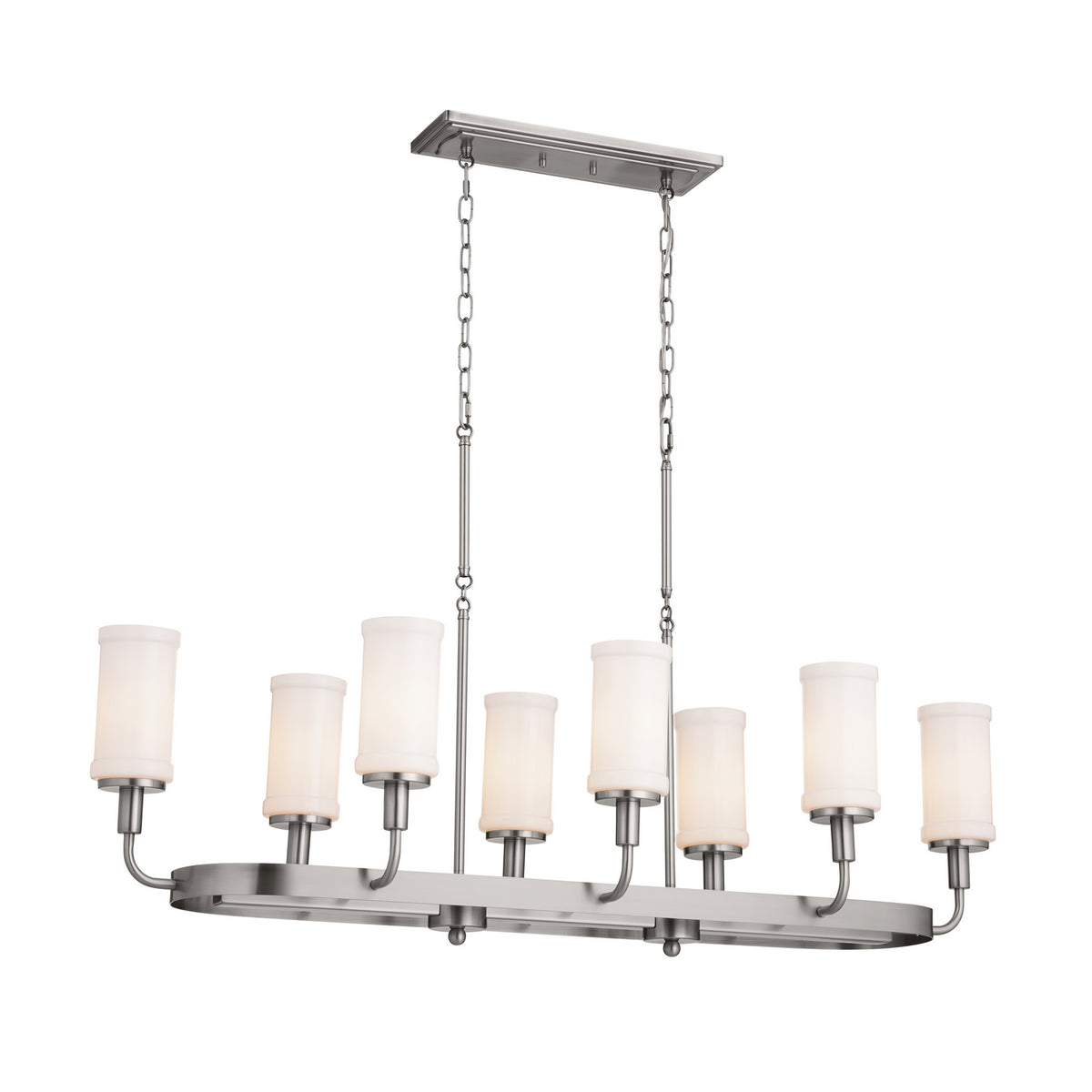 Vetivene Eight Light Linear Chandelier in Classic Pewter