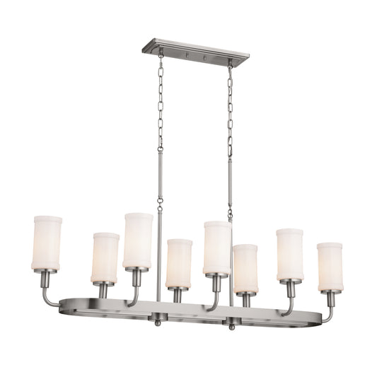 Vetivene Eight Light Linear Chandelier in Classic Pewter