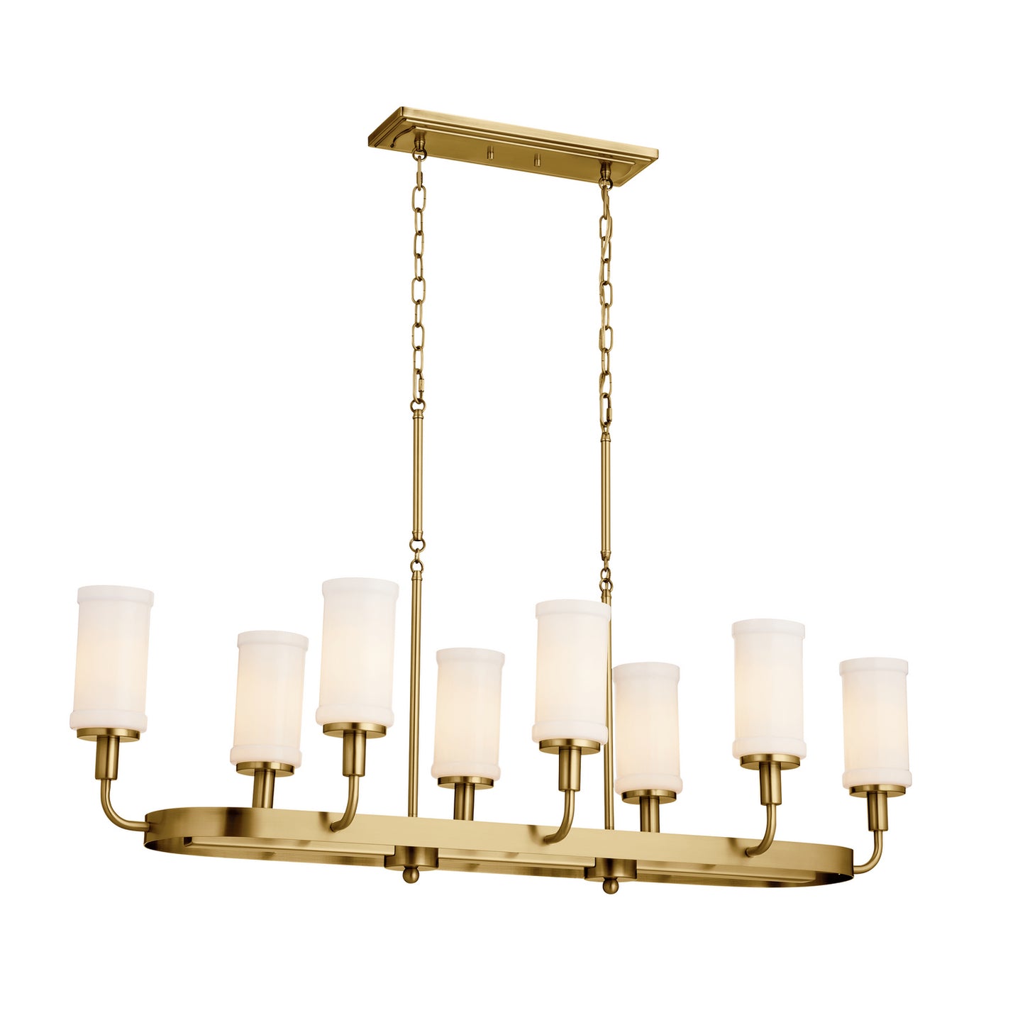 Vetivene Eight Light Linear Chandelier in Natural Brass
