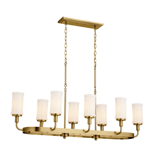 Vetivene Eight Light Linear Chandelier in Natural Brass