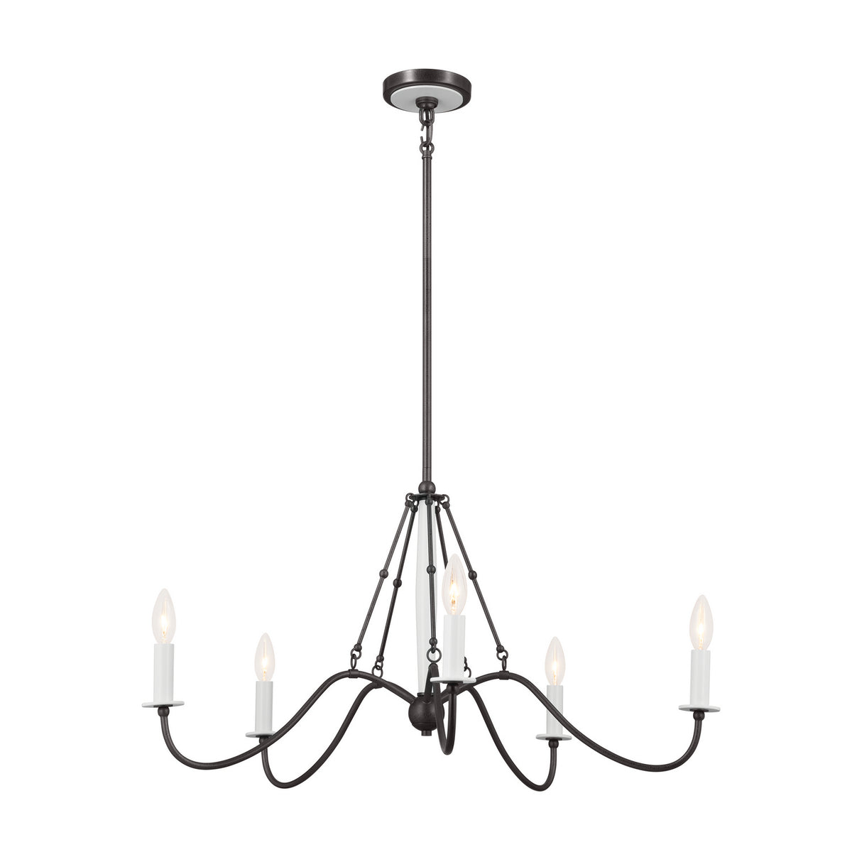 Freesia Five Light Chandelier in Anvil Iron