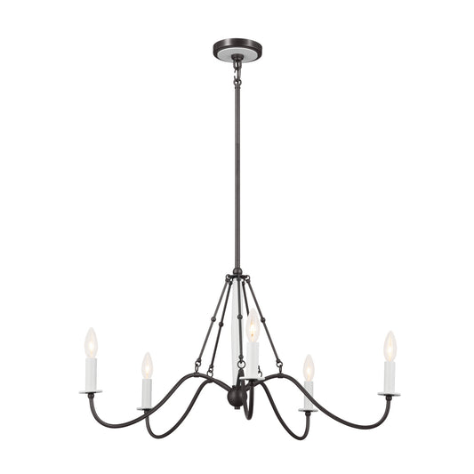 Freesia Five Light Chandelier in Anvil Iron