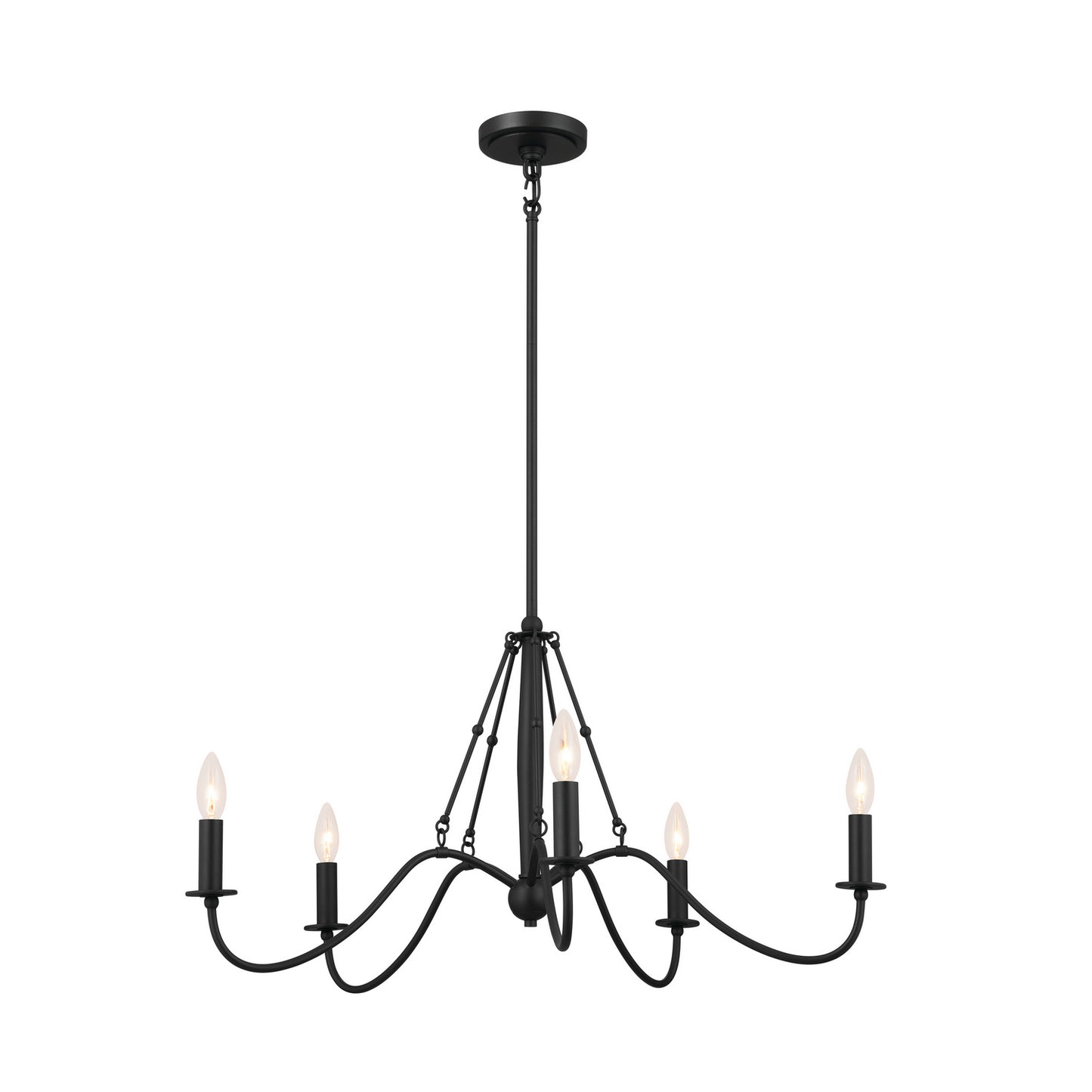 Freesia Five Light Chandelier in Textured Black