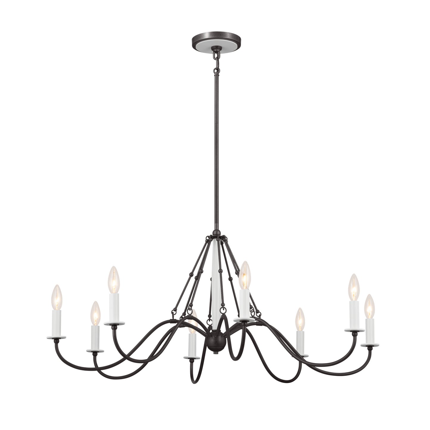 Freesia Eight Light Chandelier in Anvil Iron