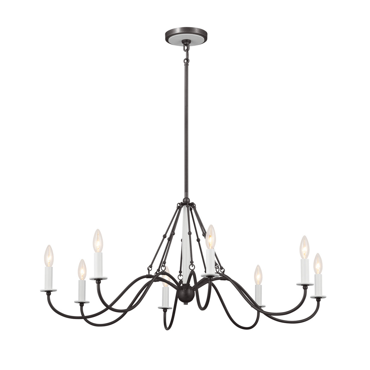 Freesia Eight Light Chandelier in Anvil Iron