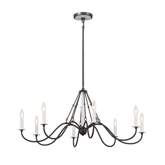 Freesia Eight Light Chandelier in Anvil Iron