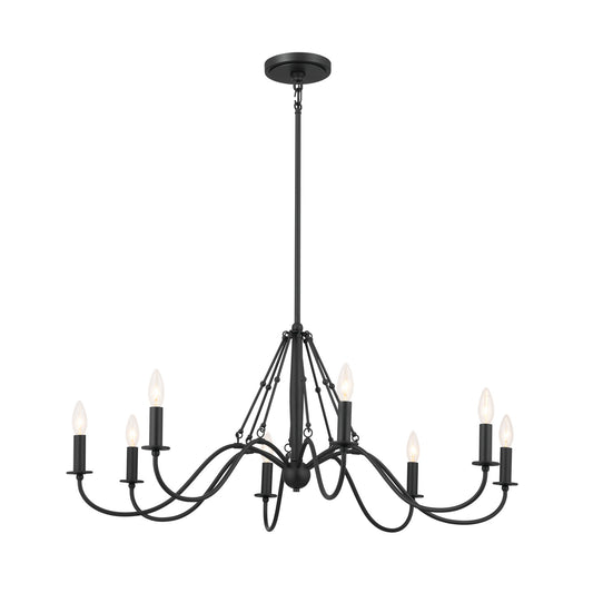 Freesia Eight Light Chandelier in Textured Black