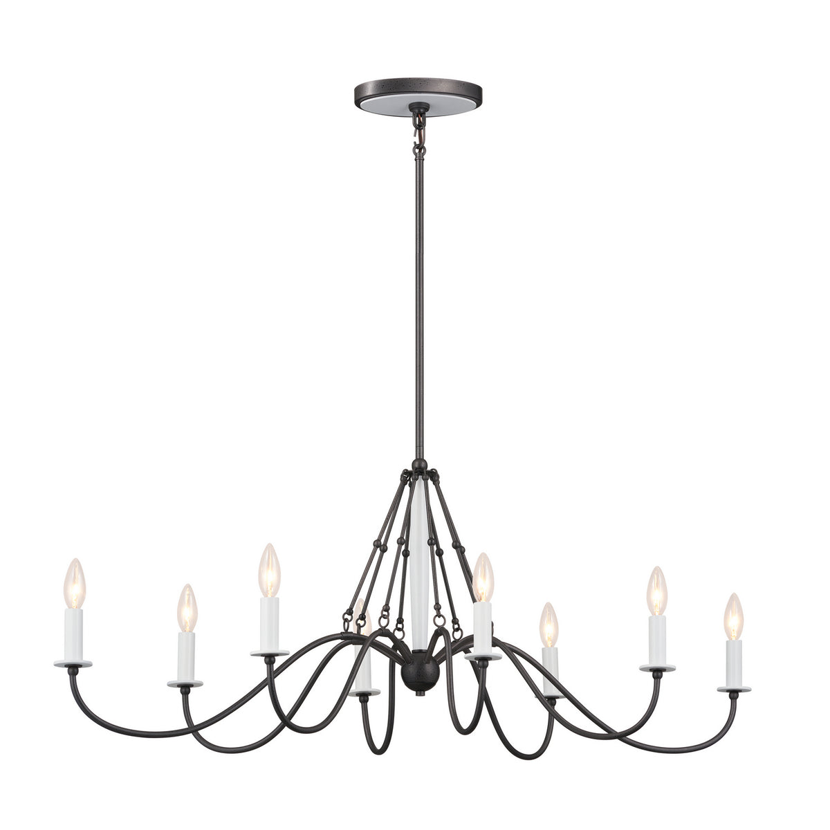 Freesia Eight Light Linear Chandelier in Anvil Iron