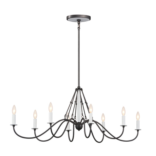 Freesia Eight Light Linear Chandelier in Anvil Iron