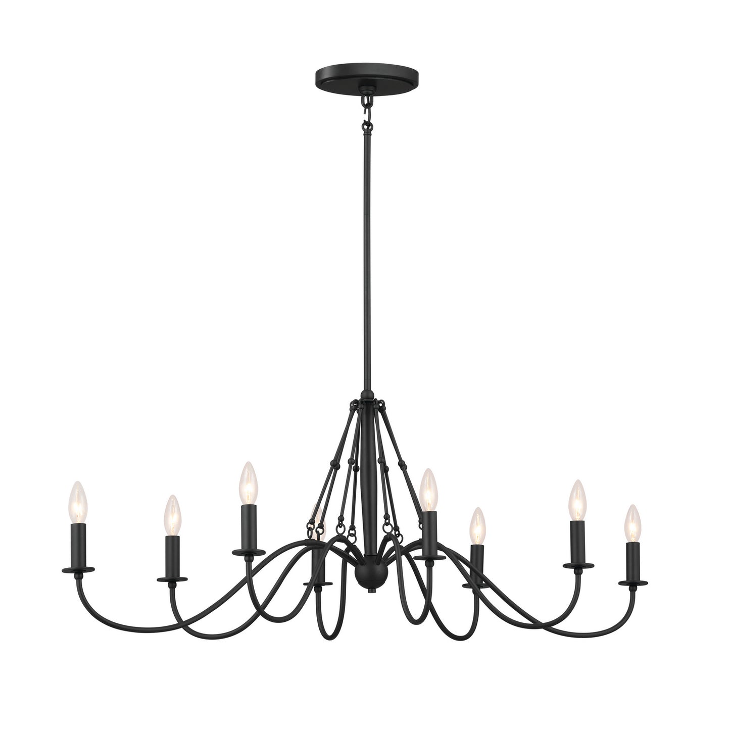 Freesia Eight Light Linear Chandelier in Textured Black