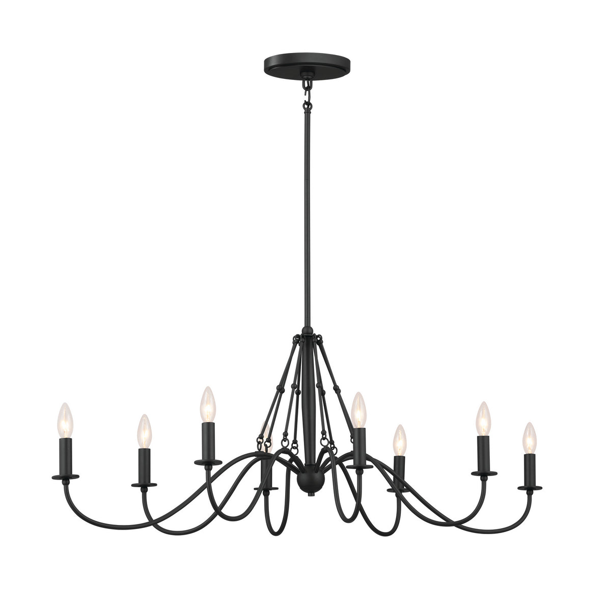Freesia Eight Light Linear Chandelier in Textured Black