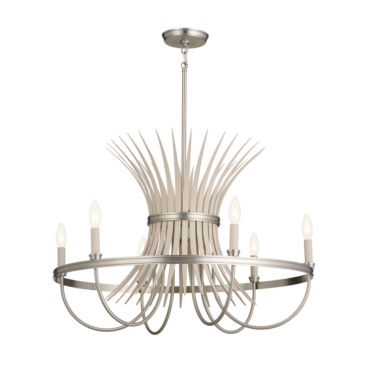 Baile Six Light Chandelier in Brushed Nickel