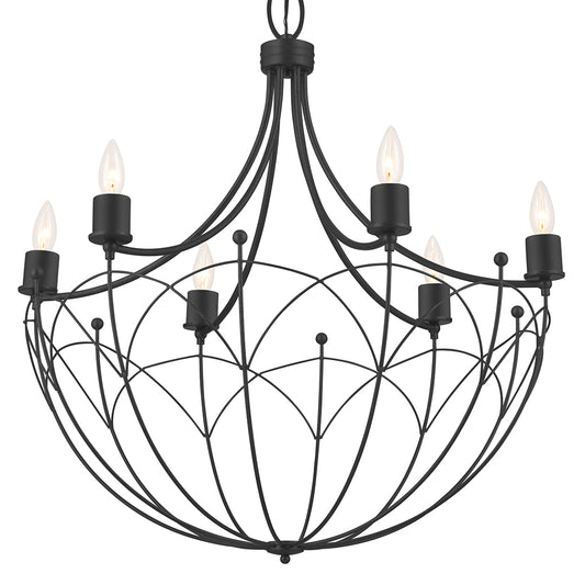 Topiary Six Light Chandelier in Textured Black
