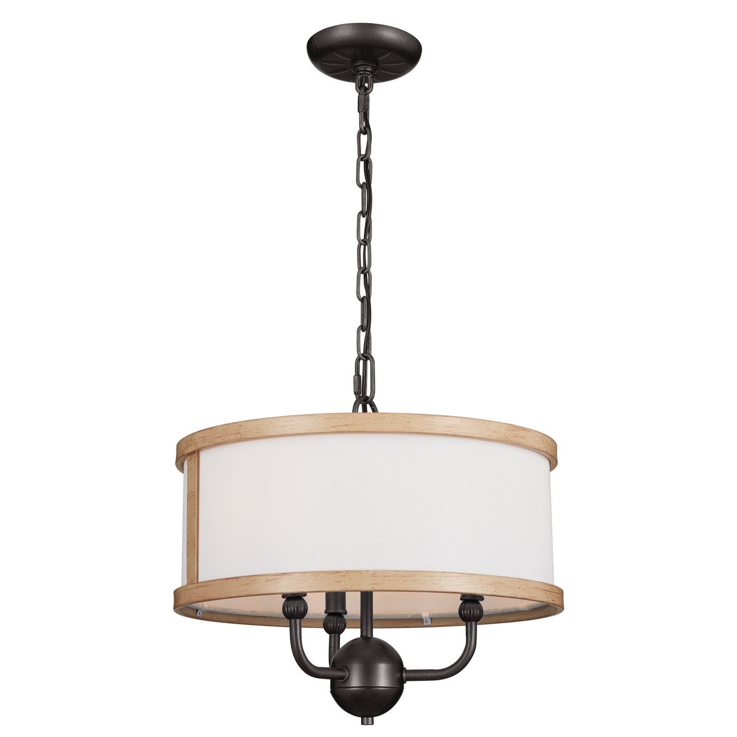 Heddle Three Light Chandelier/Semi Flush in Anvil Iron