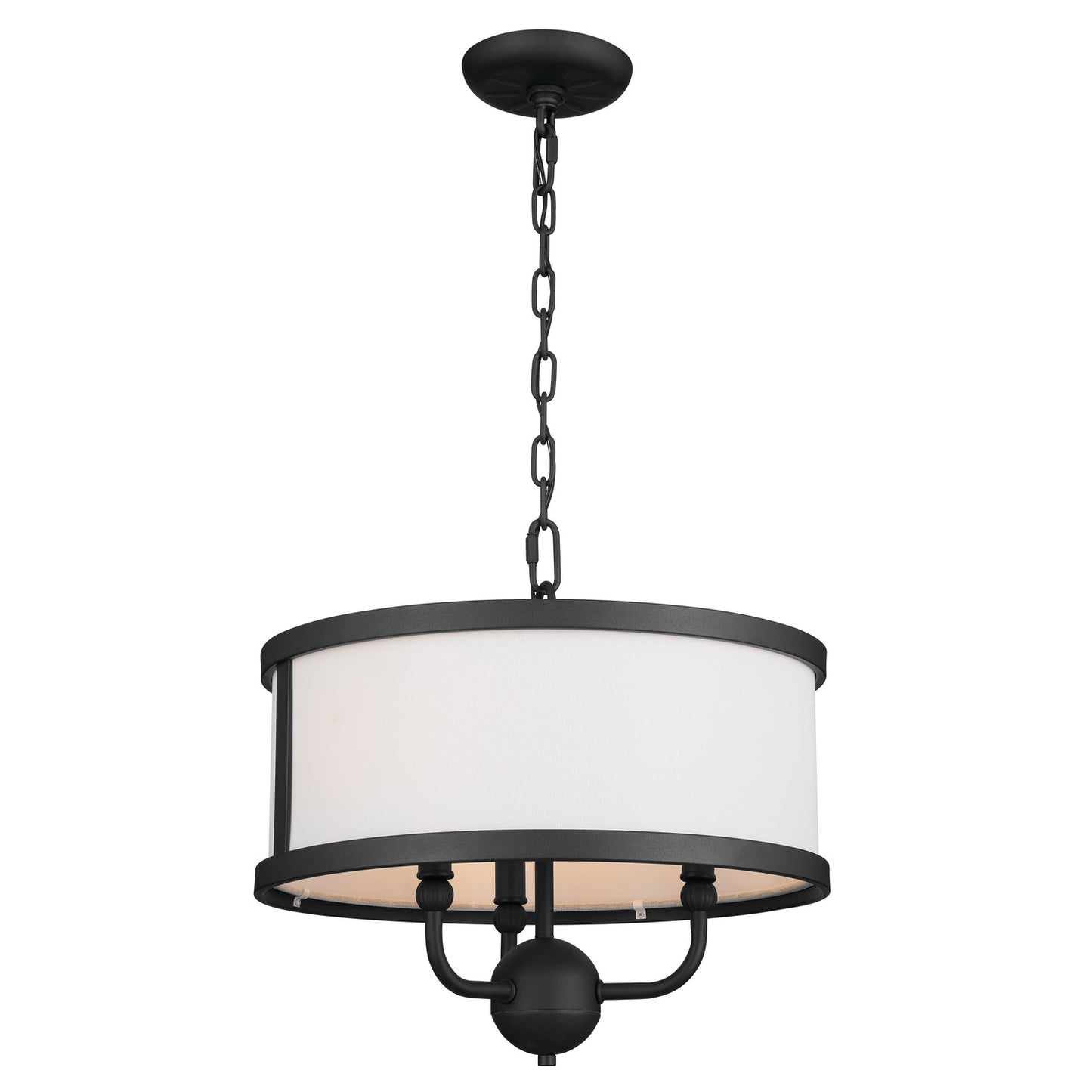 Heddle Three Light Chandelier/Semi Flush in Textured Black