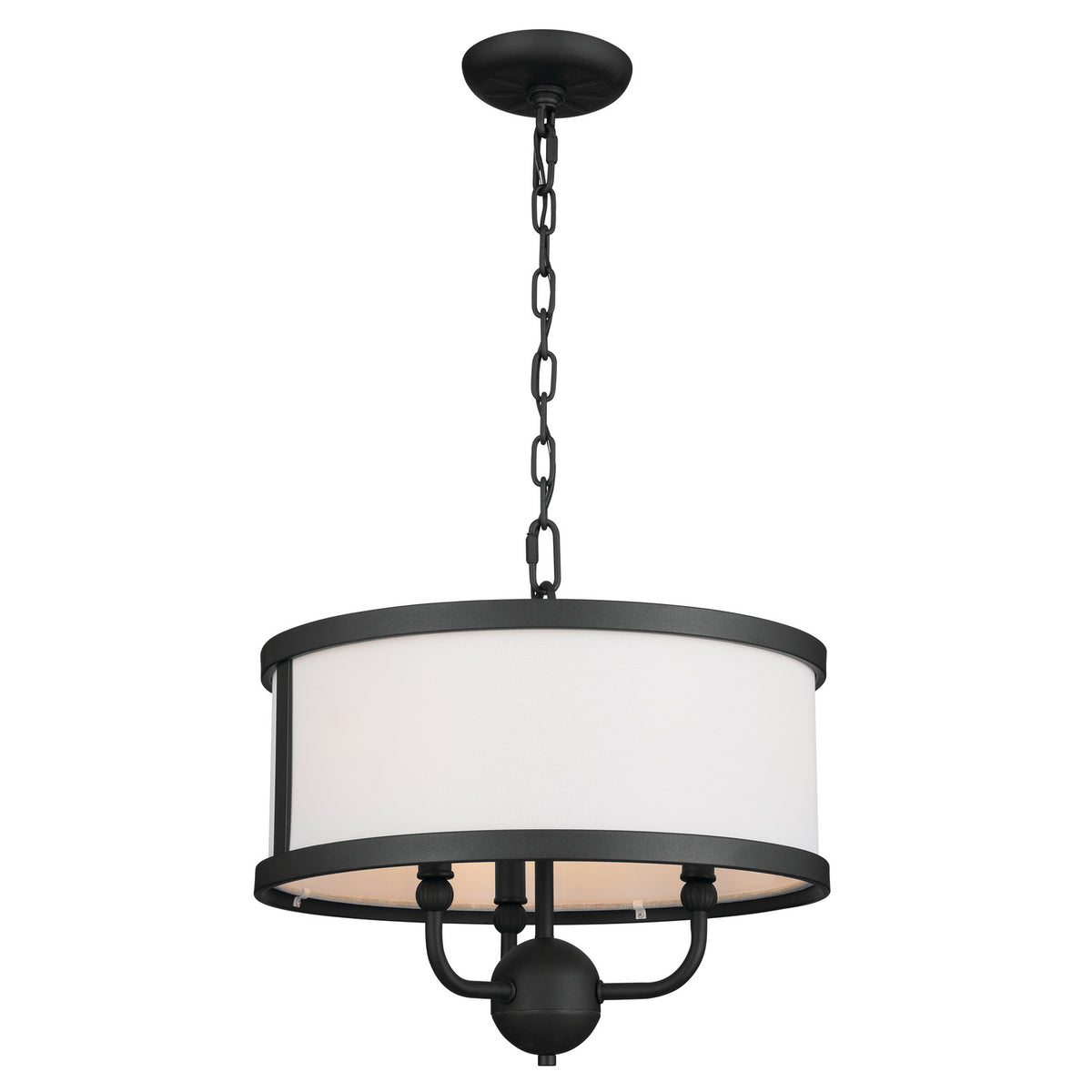 Heddle Three Light Chandelier/Semi Flush in Textured Black