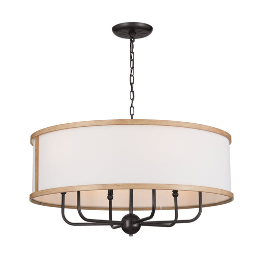 Heddle Six Light Chandelier in Anvil Iron