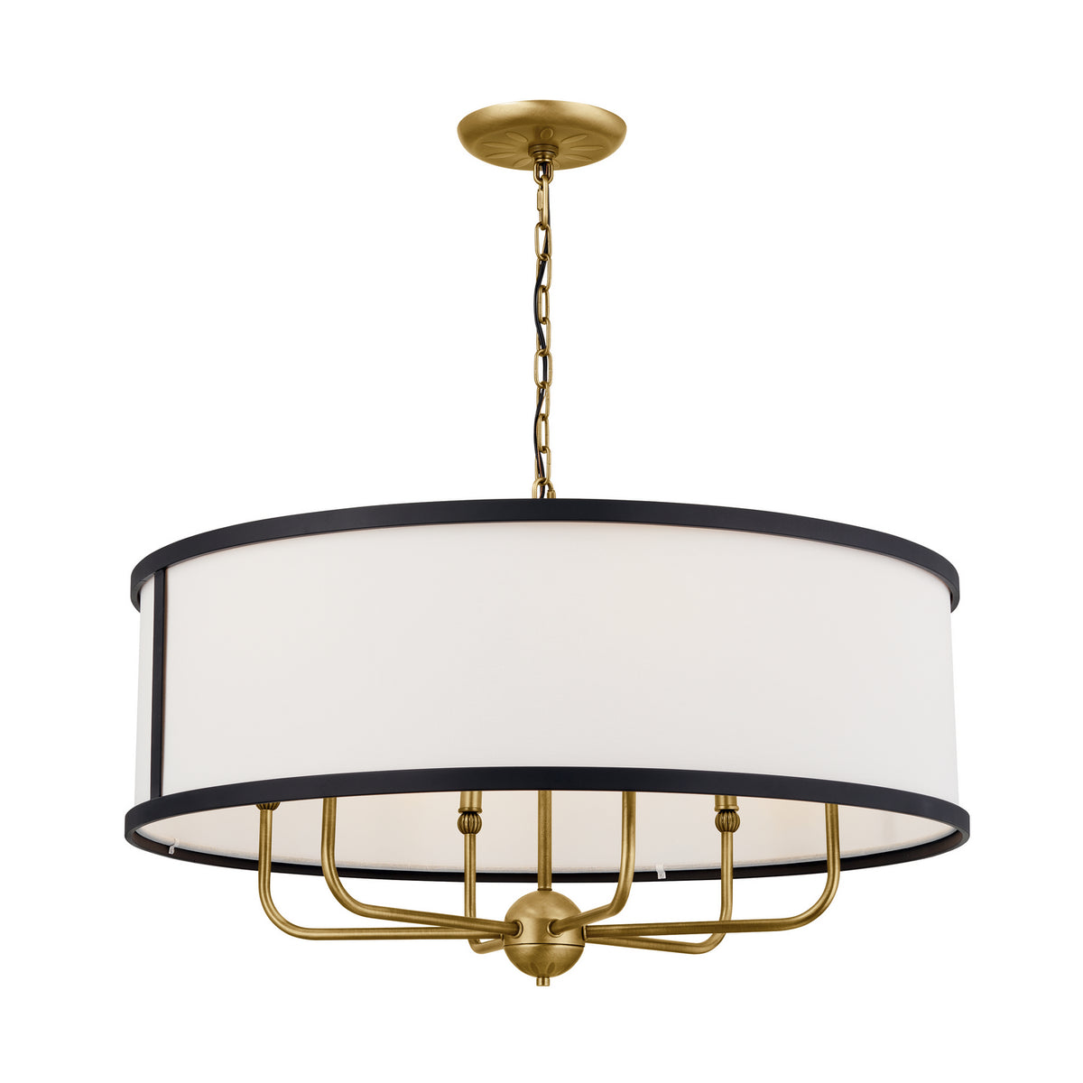 Heddle Six Light Chandelier in Natural Brass