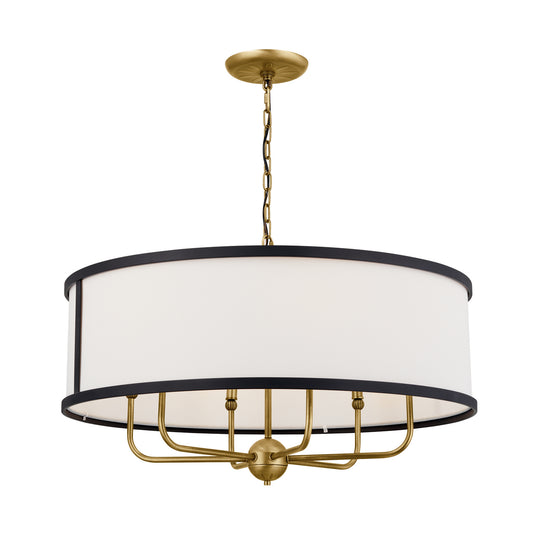 Heddle Six Light Chandelier in Natural Brass