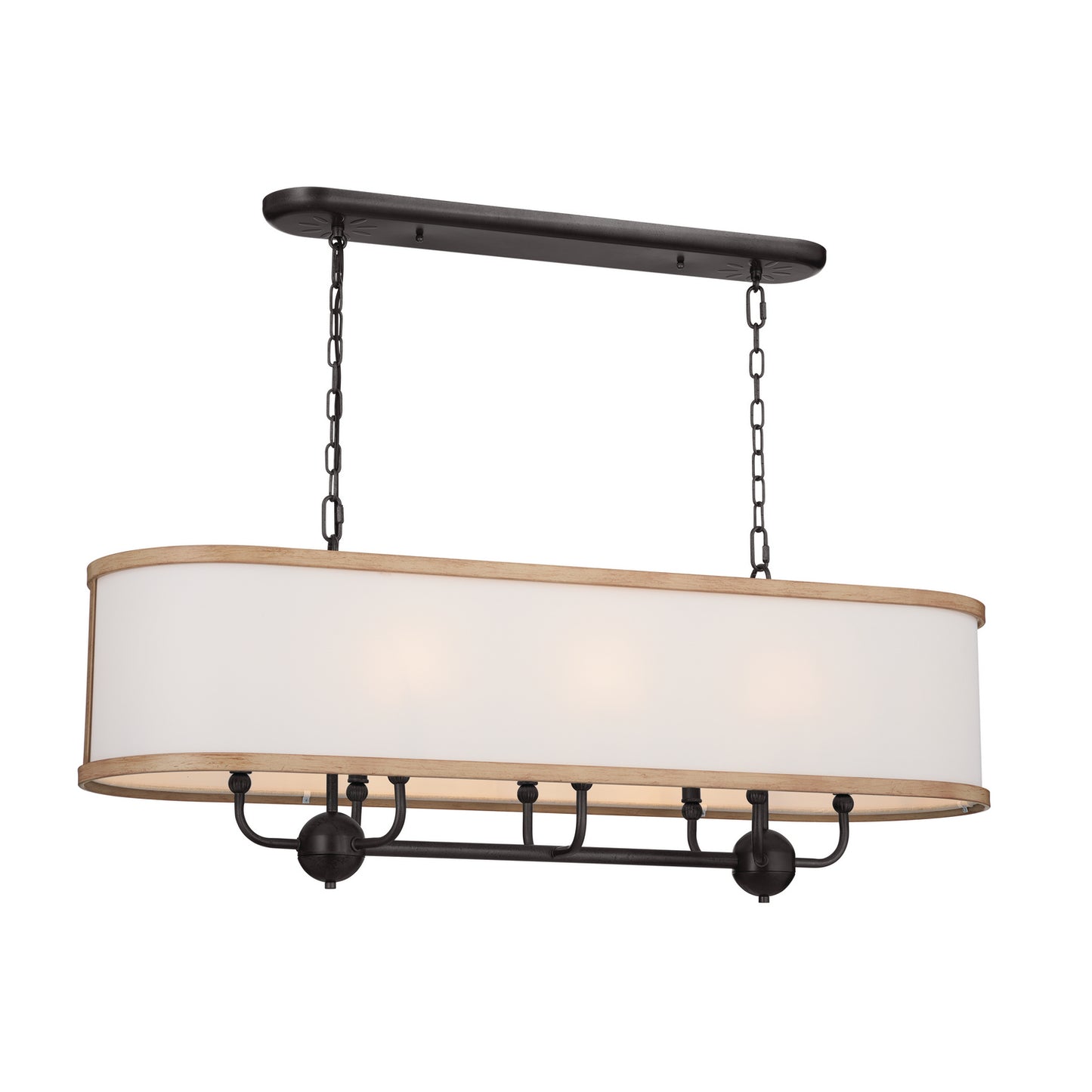 Heddle Eight Light Linear Chandelier in Anvil Iron