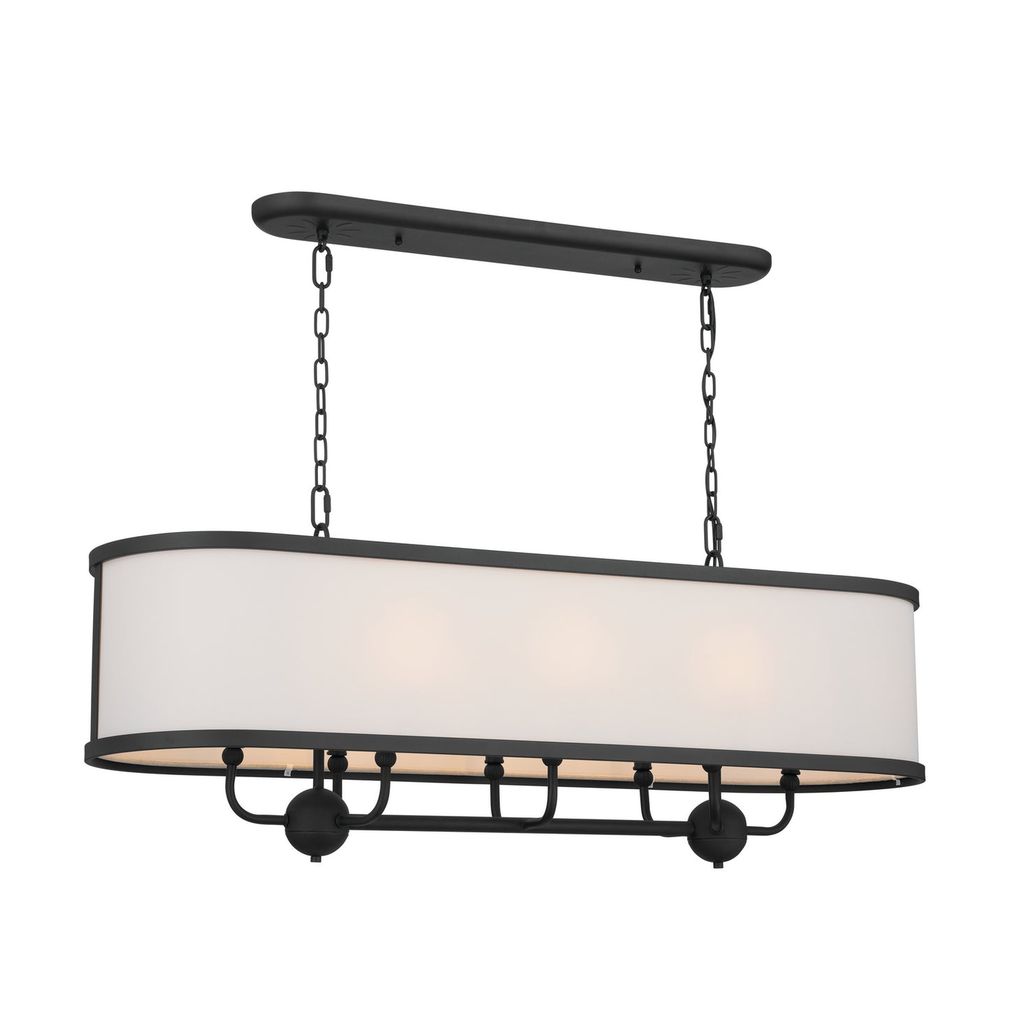 Heddle Eight Light Linear Chandelier in Textured Black