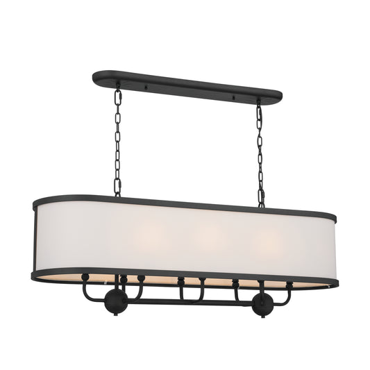Heddle Eight Light Linear Chandelier in Textured Black
