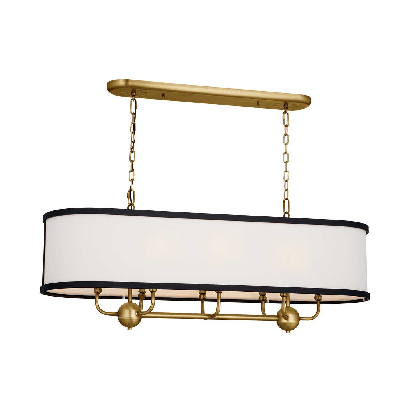 Heddle Eight Light Linear Chandelier in Natural Brass