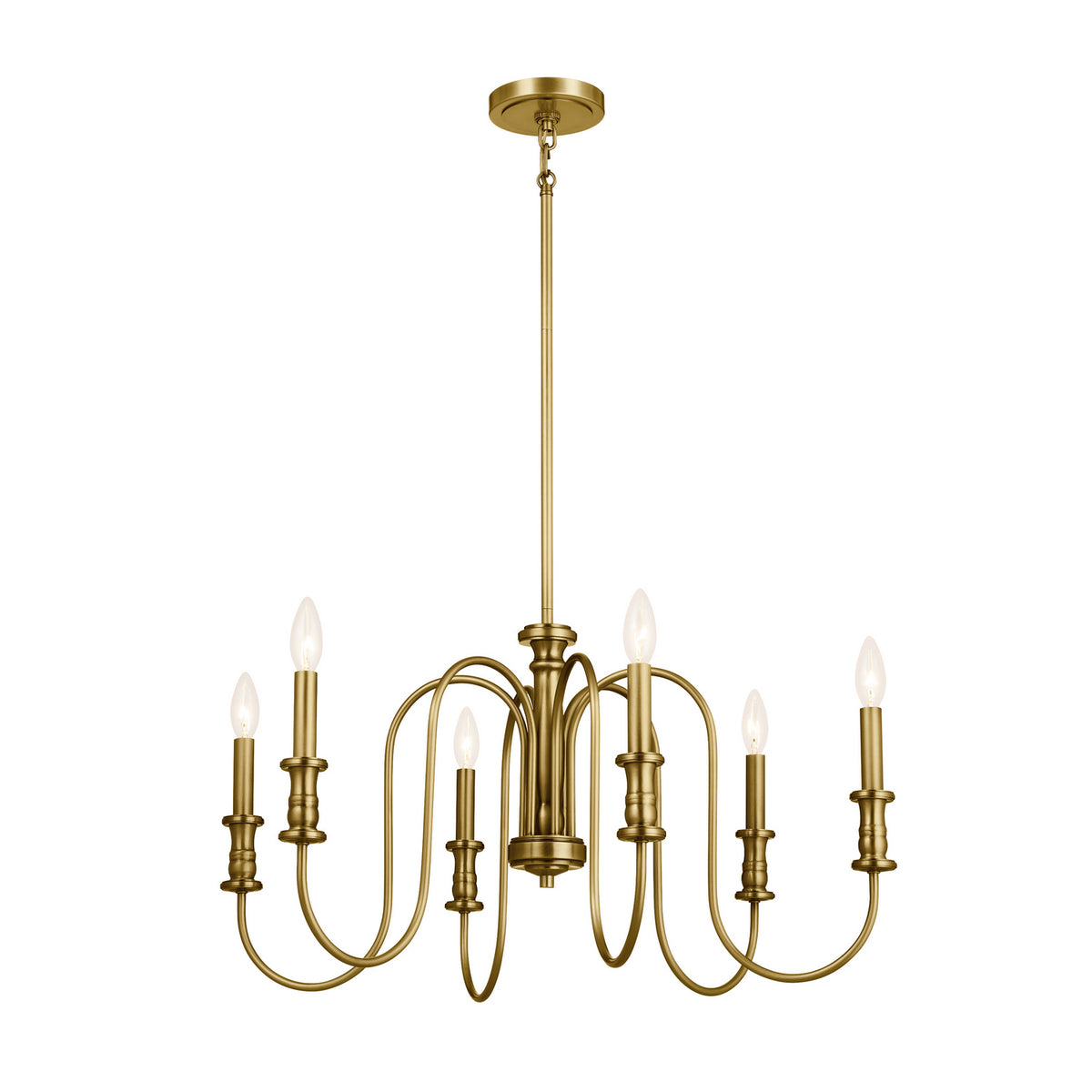 Karthe Six Light Chandelier in Natural Brass