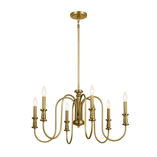 Karthe Six Light Chandelier in Natural Brass