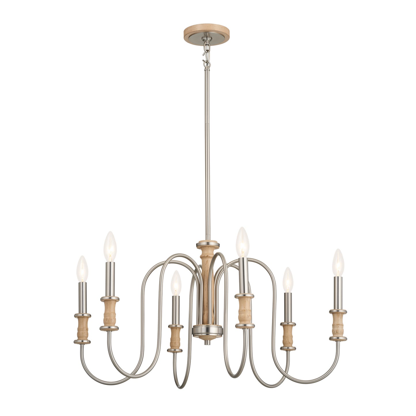 Karthe Six Light Chandelier in Brushed Nickel