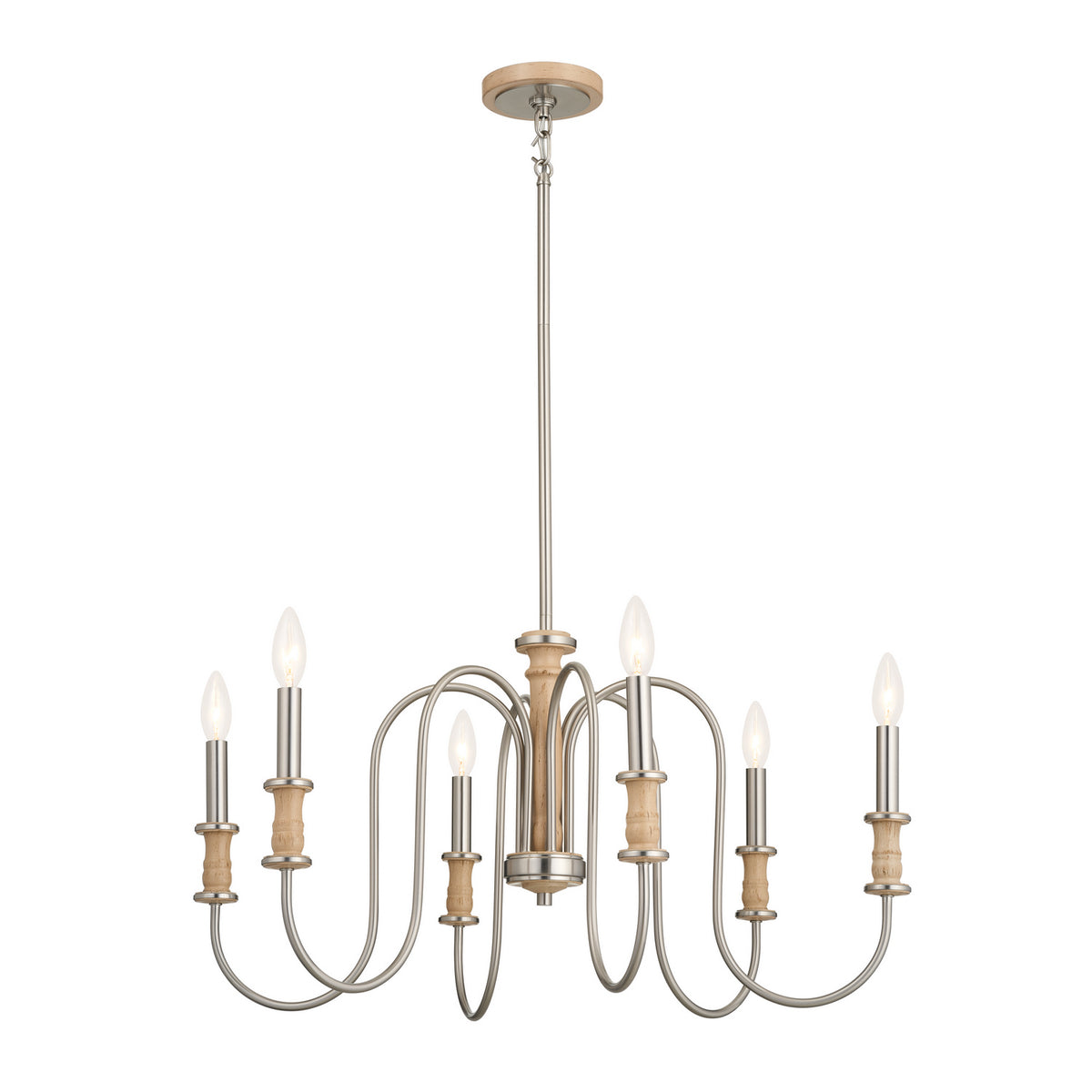 Karthe Six Light Chandelier in Brushed Nickel