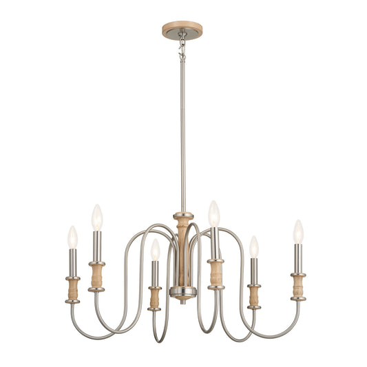 Karthe Six Light Chandelier in Brushed Nickel