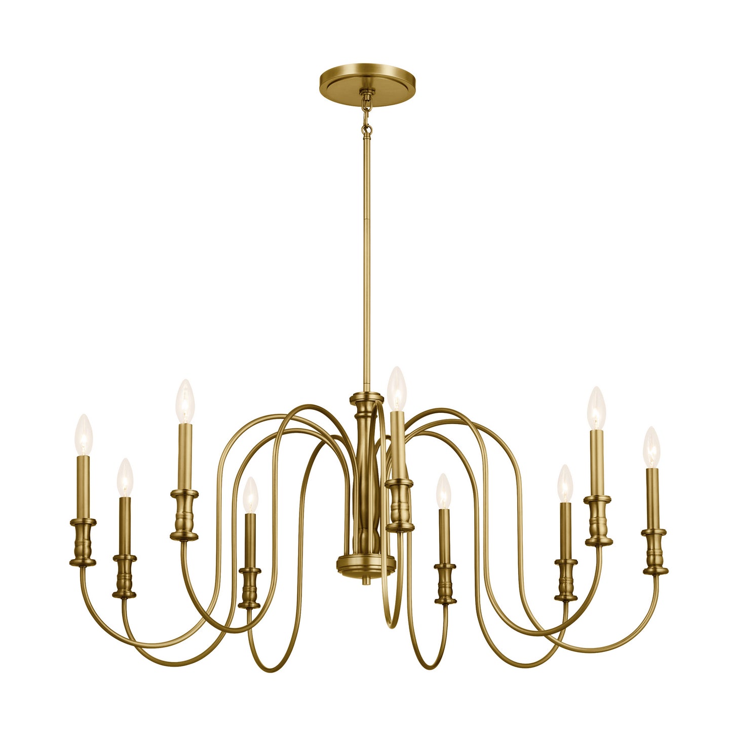 Karthe Nine Light Chandelier in Natural Brass